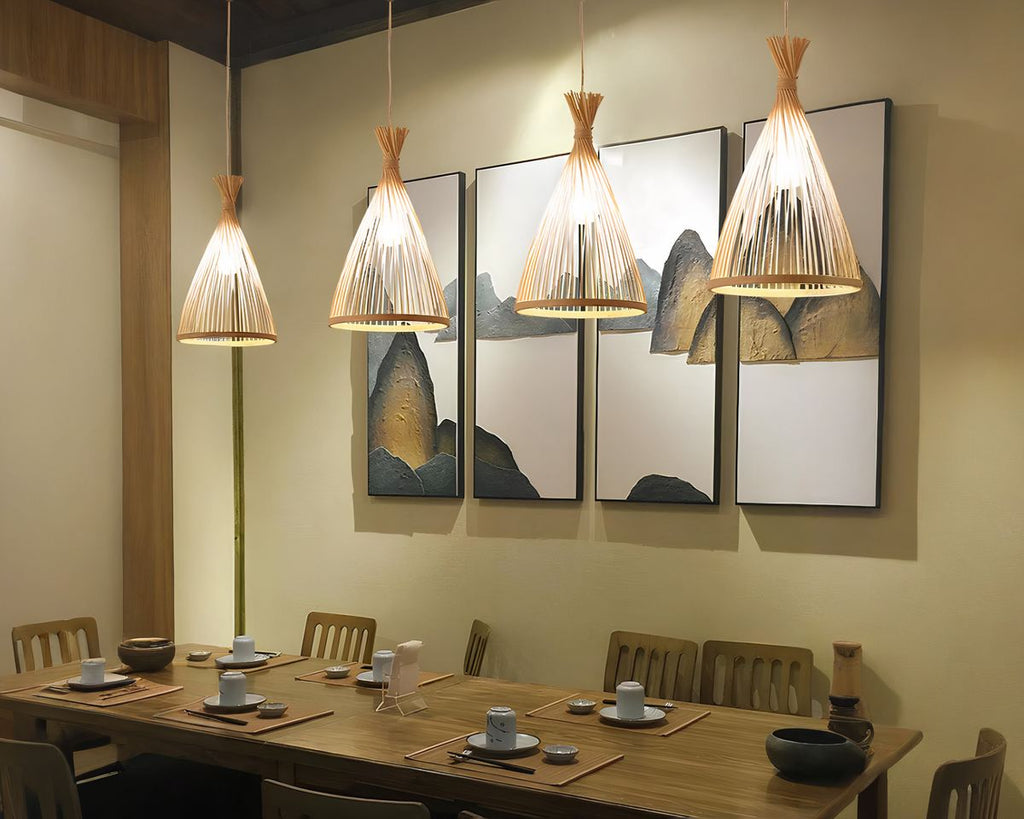 Lustre japonais lanterne en bambou naturel