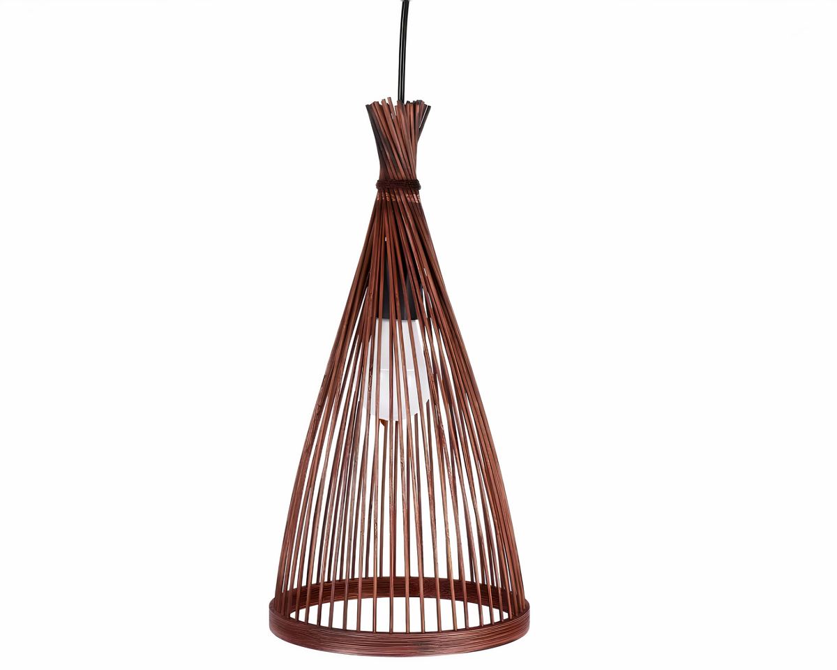 Lustre japonais lanterne en bambou naturel, vue 3