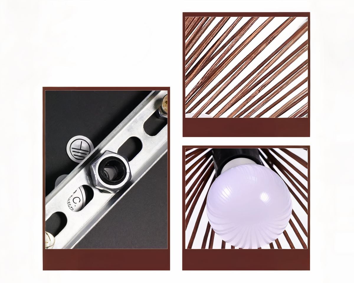 Lustre japonais lanterne en bambou naturel, vue 7
