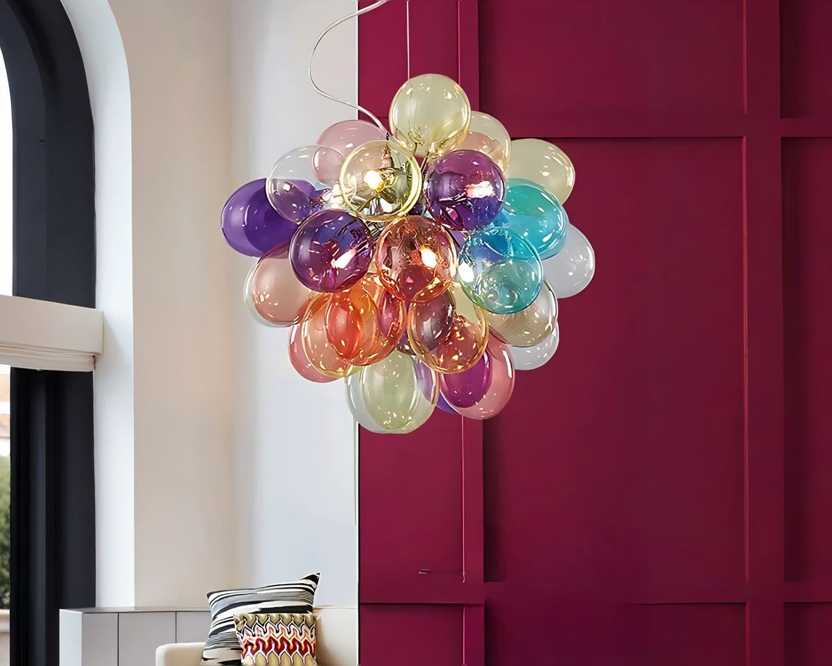 Lustre chambre ado à bulles de verre multicolores