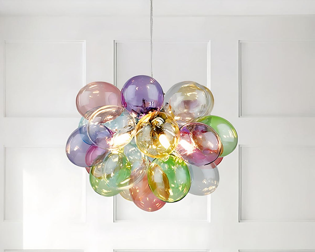 Lustre chambre ado à bulles de verre multicolores, vue 2