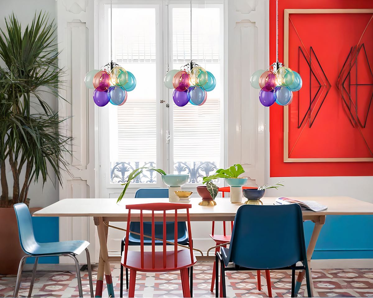 Lustre chambre ado à bulles de verre multicolores, vue 3