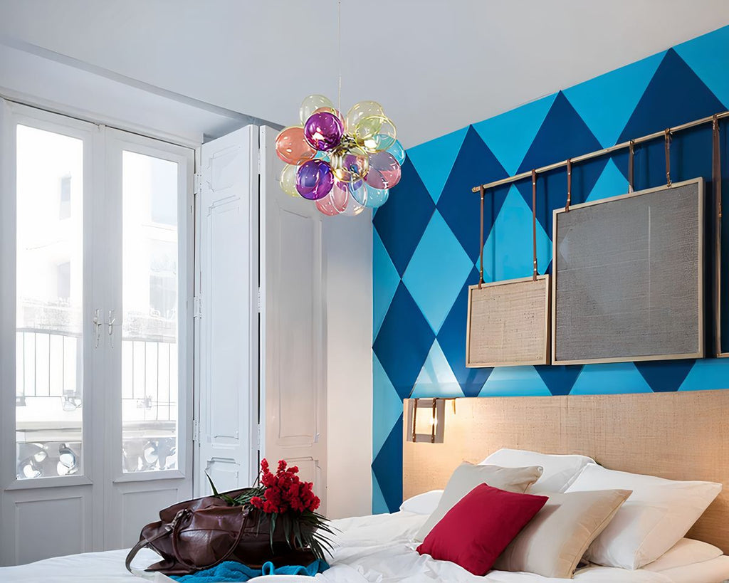 Lustre chambre ado à bulles de verre multicolores, vue 4