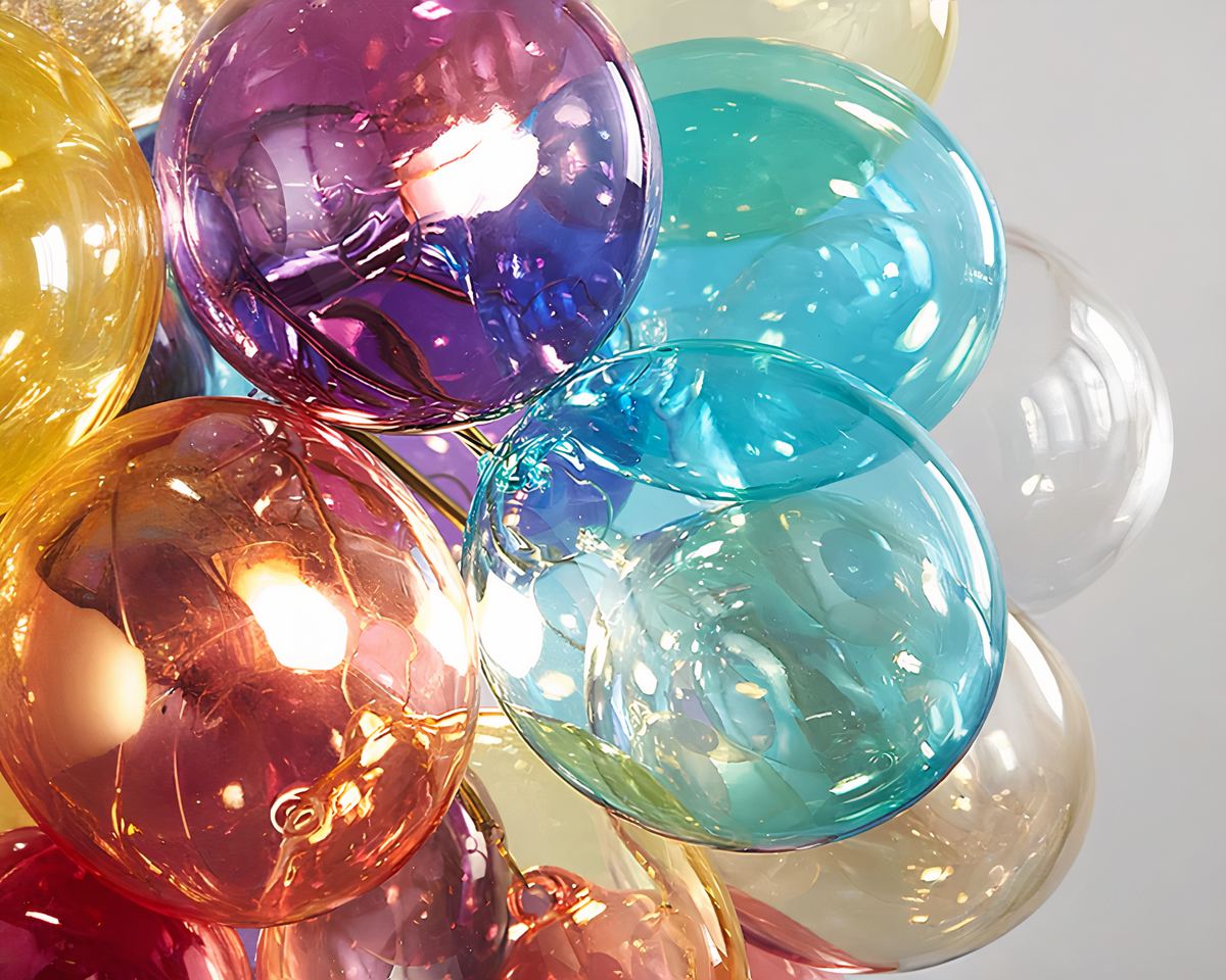 Lustre chambre ado à bulles de verre multicolores, vue 5