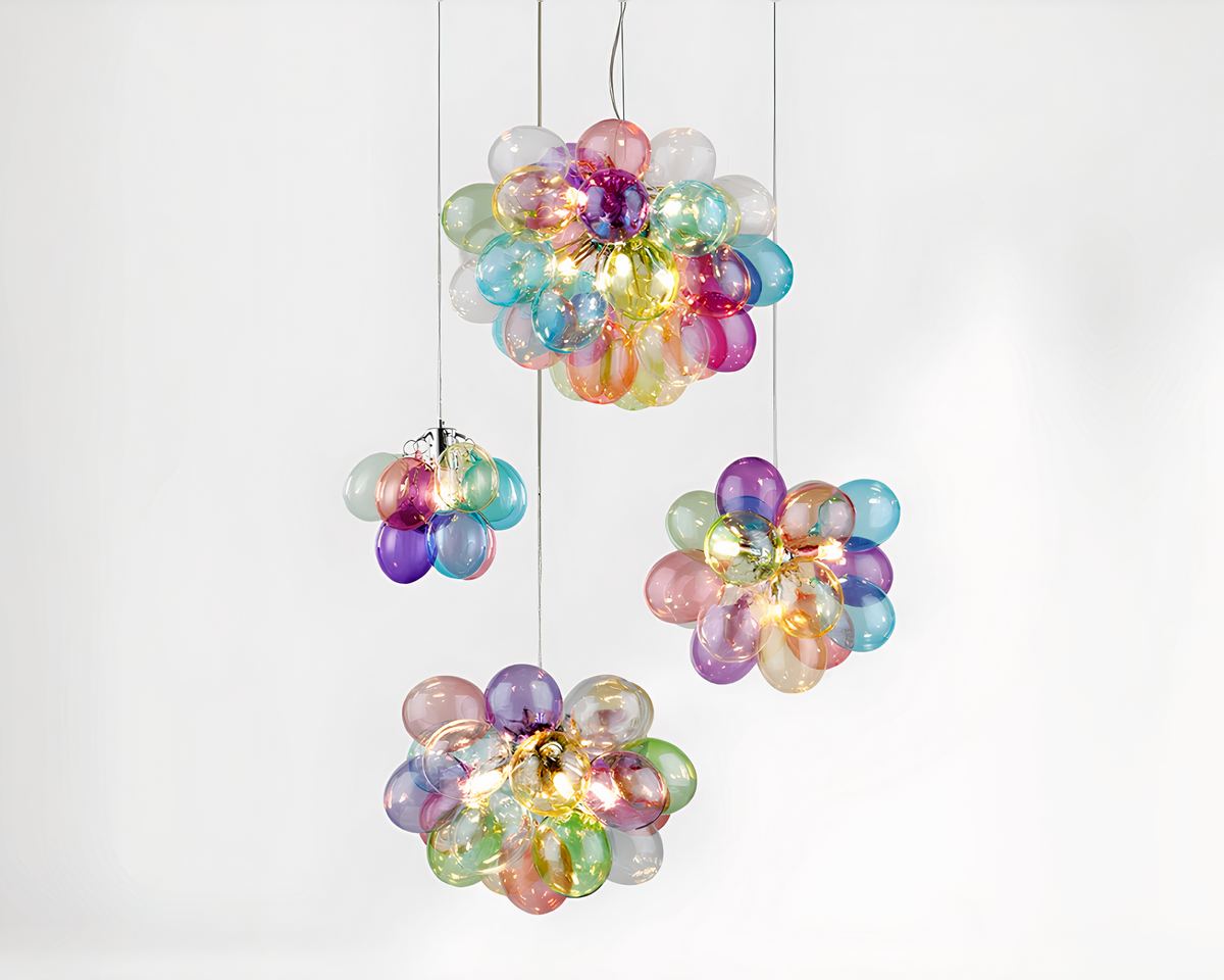 Lustre chambre ado à bulles de verre multicolores, vue 6