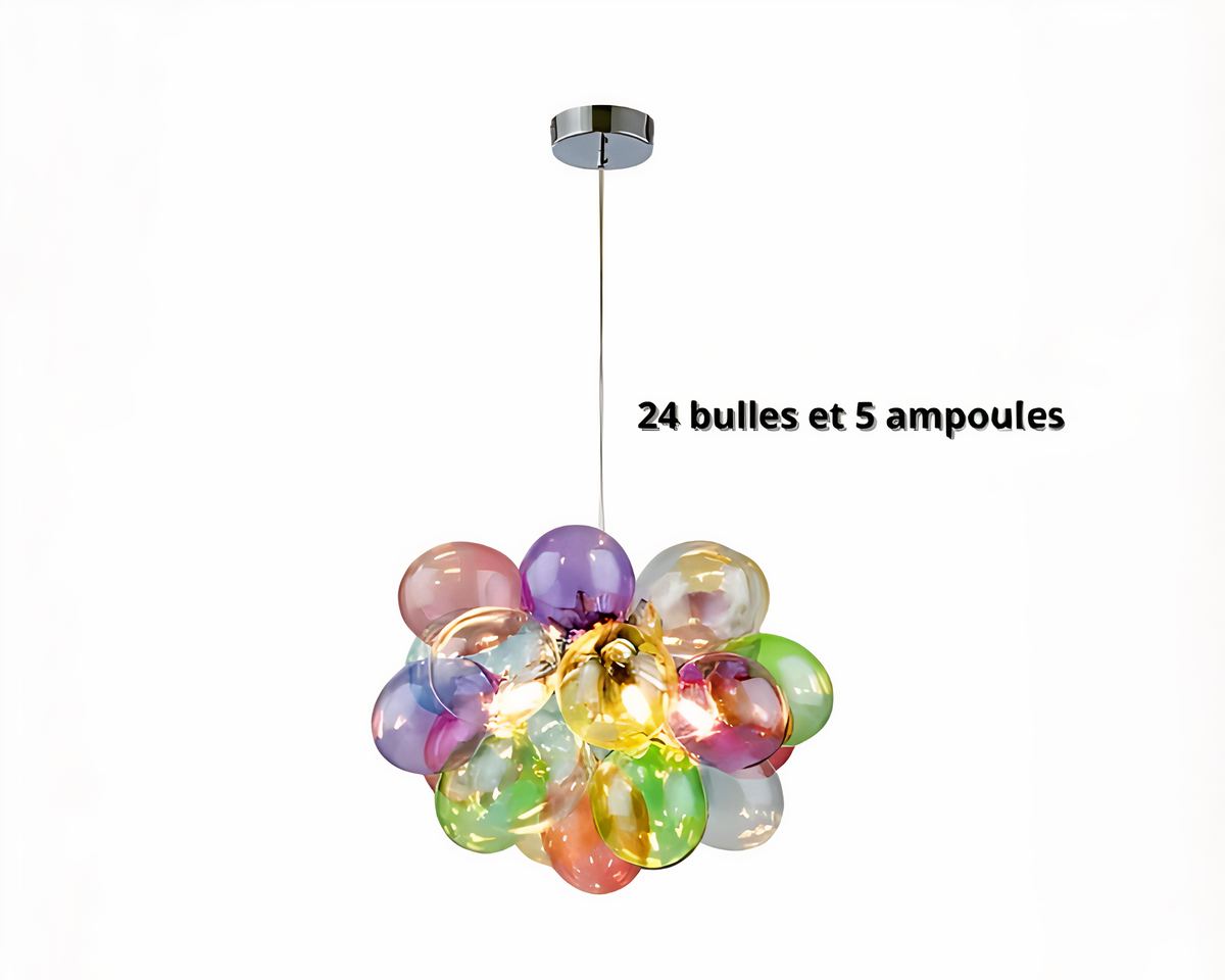 Lustre chambre ado à bulles de verre multicolores, vue 8