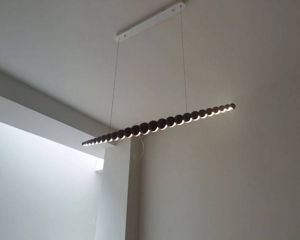 Lustre bohème à enfilade de boules en bois, vue 4