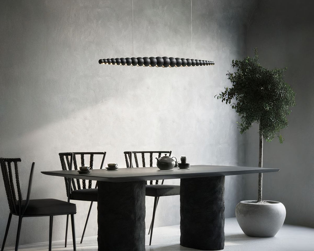 Lustre bohème à enfilade de boules en bois, vue 8