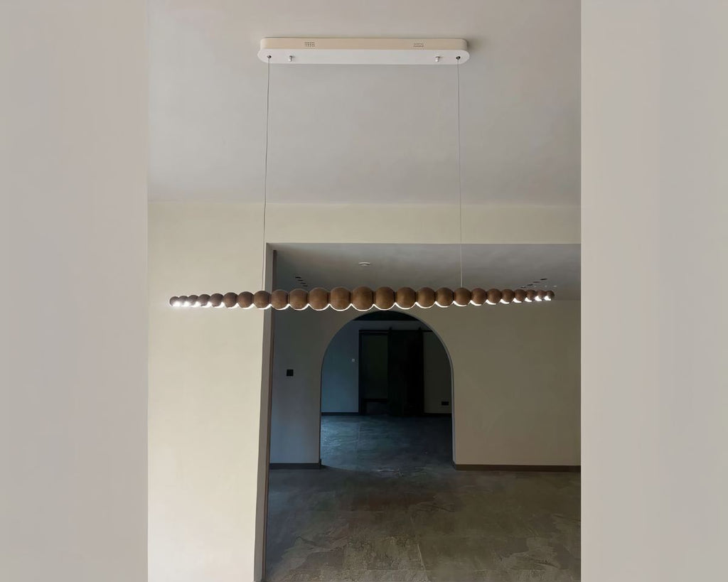 Lustre bohème à enfilade de boules en bois, vue 9