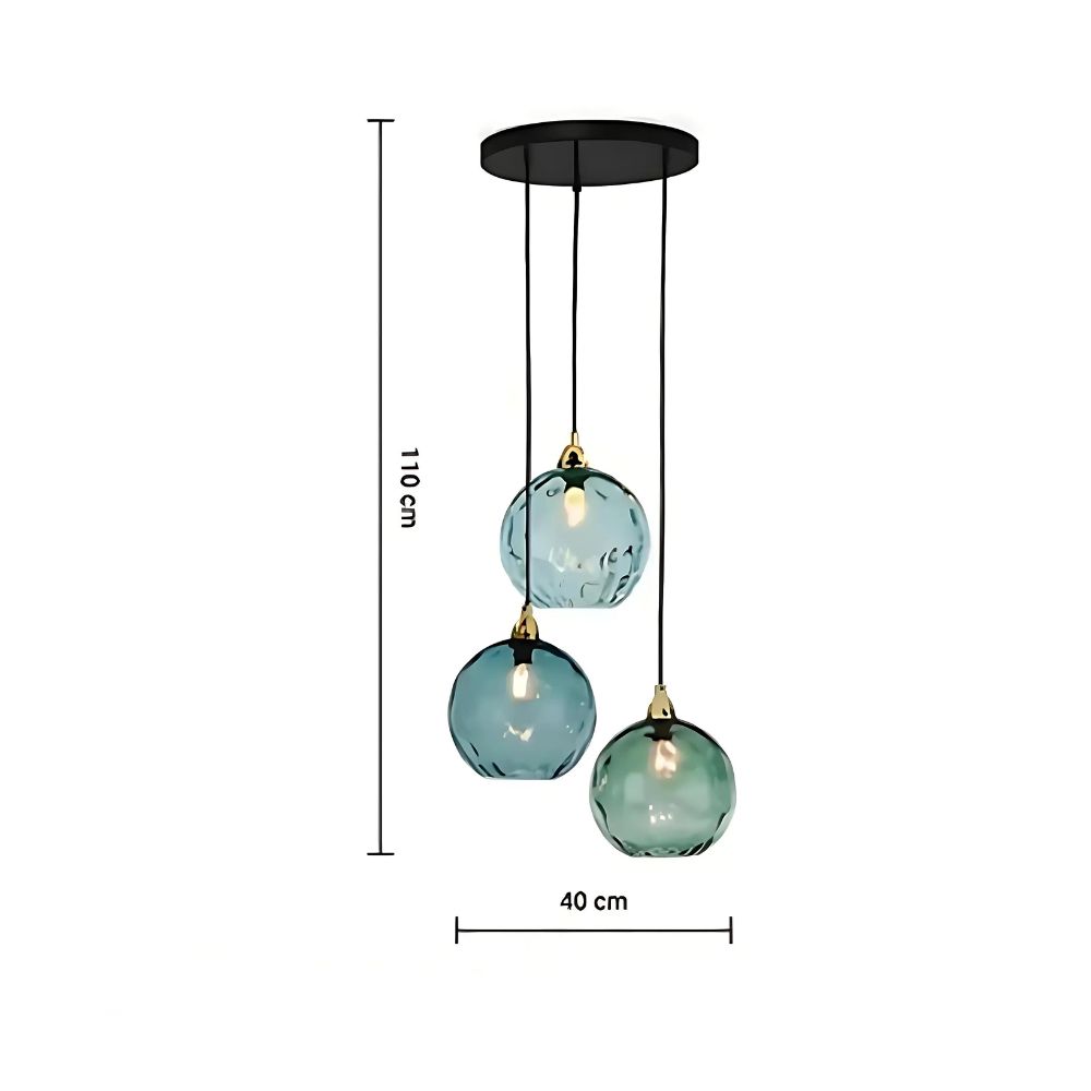 Lustre art déco à sphères en verre texturé, vue 7
