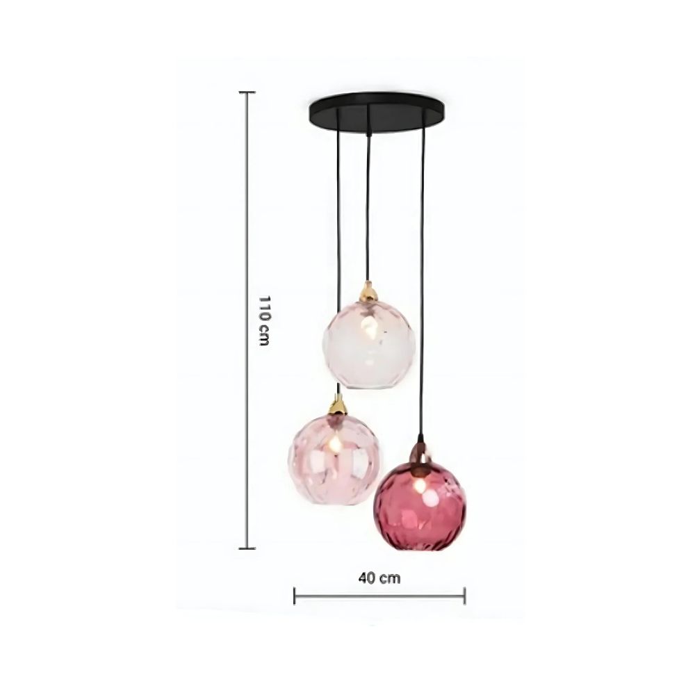 Lustre art déco à sphères en verre texturé, vue 8