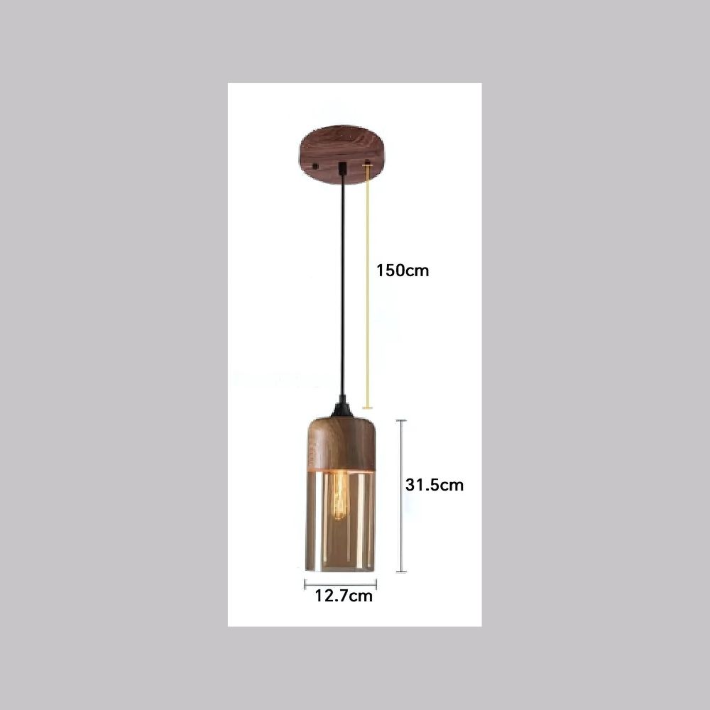 Lustre bohème en verre fumé ambré effet bois, vue 12
