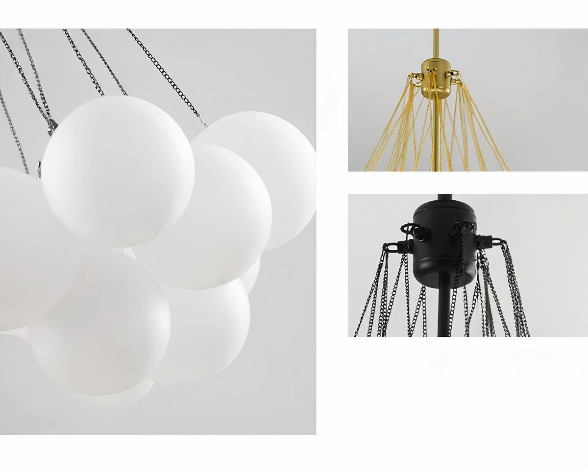 Lustre boule en grappe de globes de verre givré, vue 6