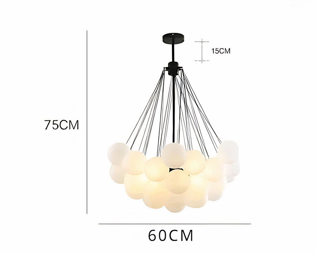Lustre boule en grappe de globes de verre givré, vue 9