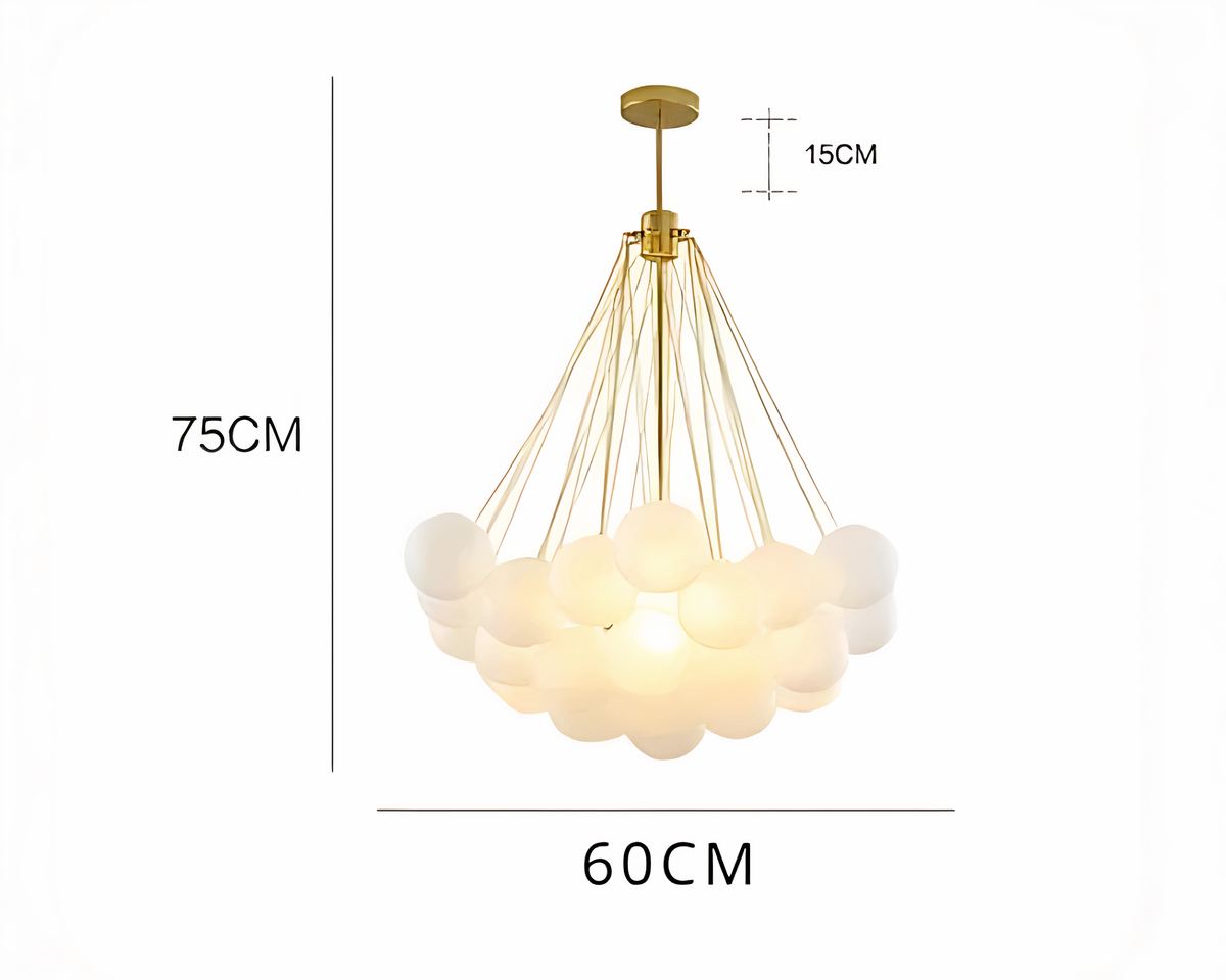 Lustre boule en grappe de globes de verre givré, vue 10