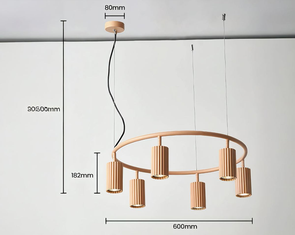 Lustre LED anneau de 6 spots orientables, vue 2