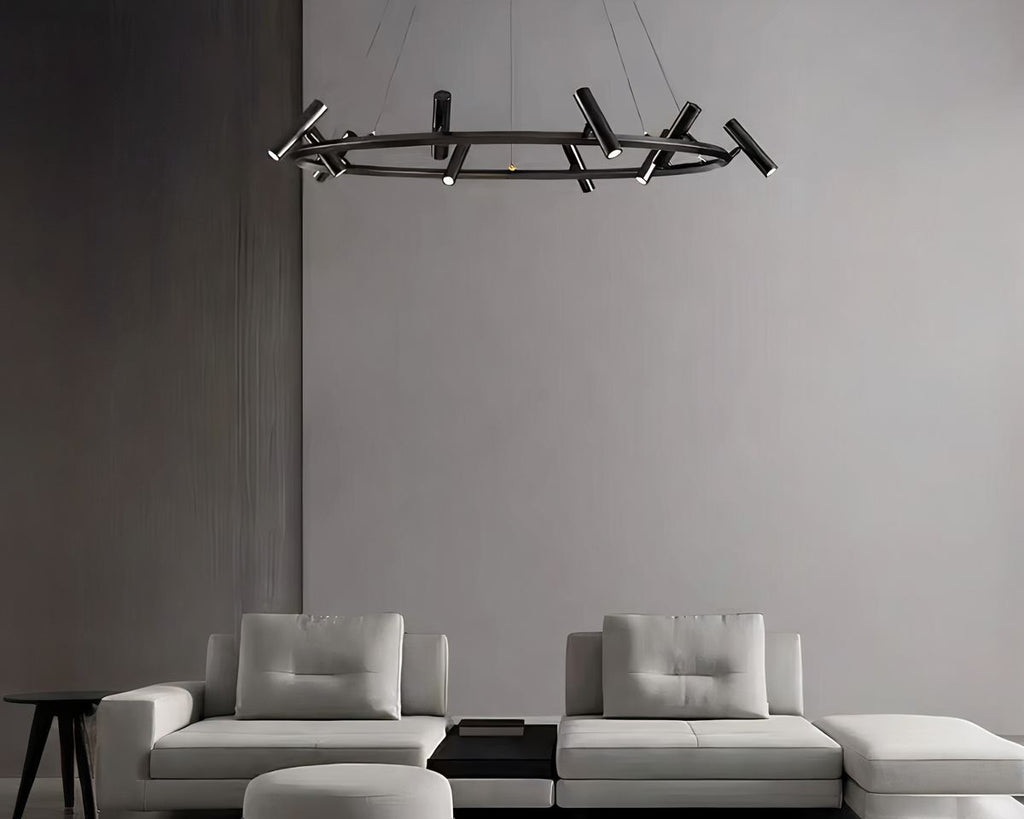 Lustre bureau anneau noir à spots orientables