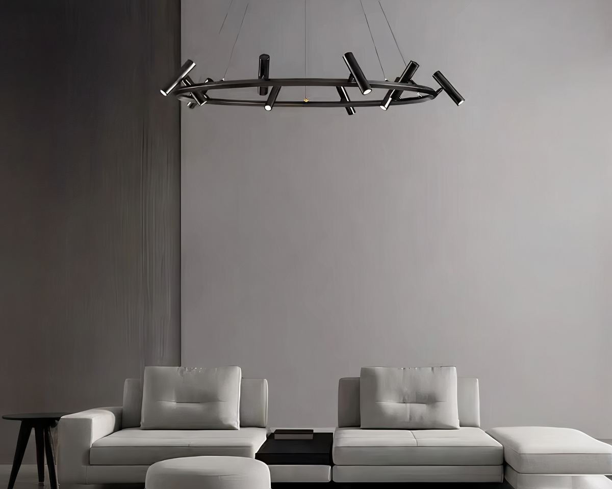 Lustre bureau anneau noir à spots orientables