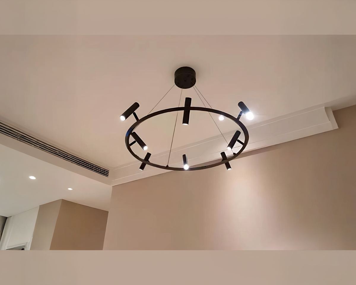 Lustre bureau anneau noir à spots orientables, vue 4
