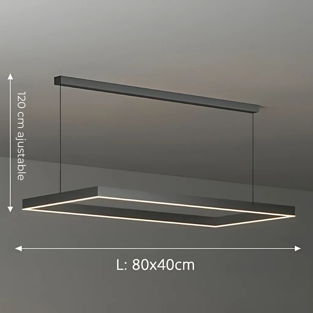 Lustre bureau rectangulaire en métal noir, vue 10