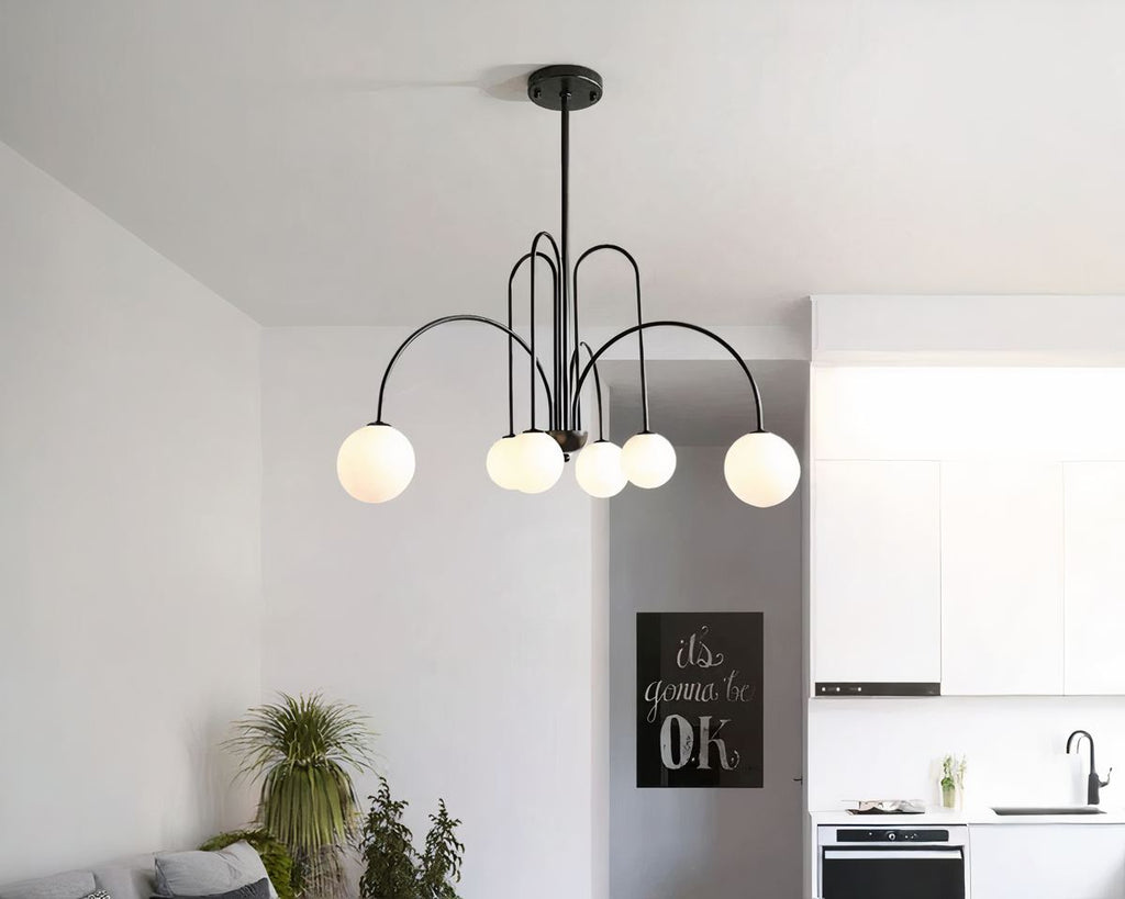 Lustre bureau en cascade de globes de verre