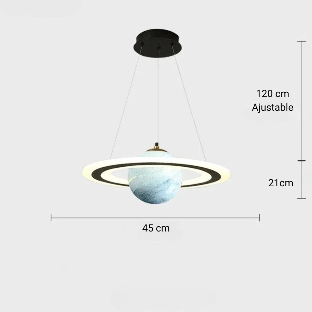 Lustre chambre ado planète à anneau lumineux, vue 8