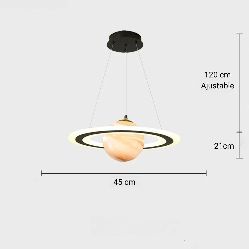 Lustre chambre ado planète à anneau lumineux, vue 9