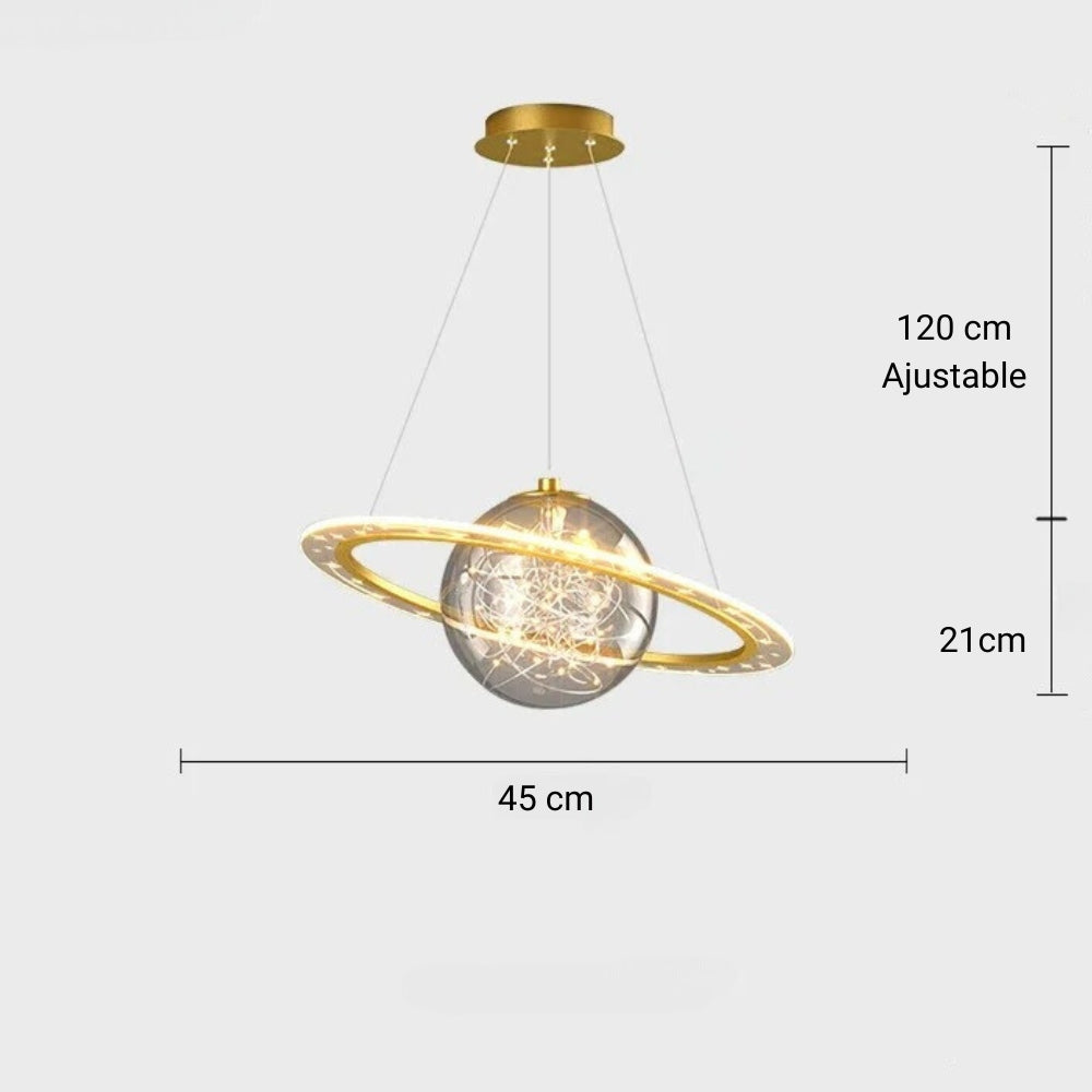 Lustre chambre ado planète à anneau lumineux, vue 10