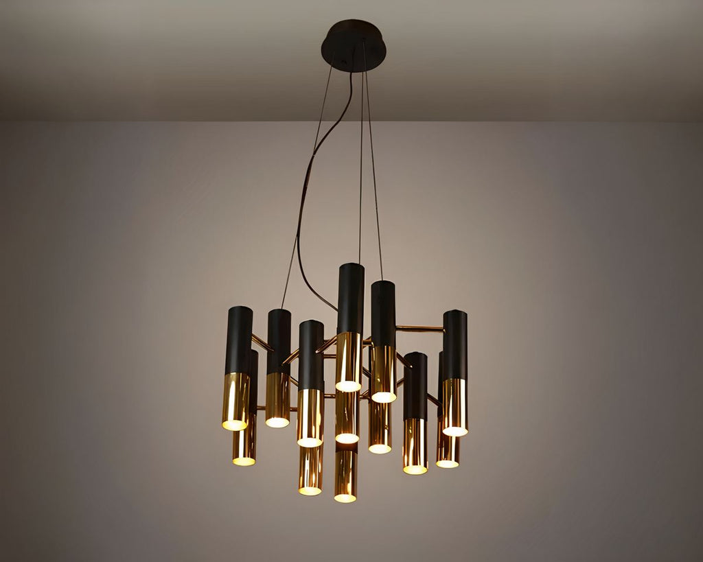 Lustre moderne à spots noir et doré, vue 2