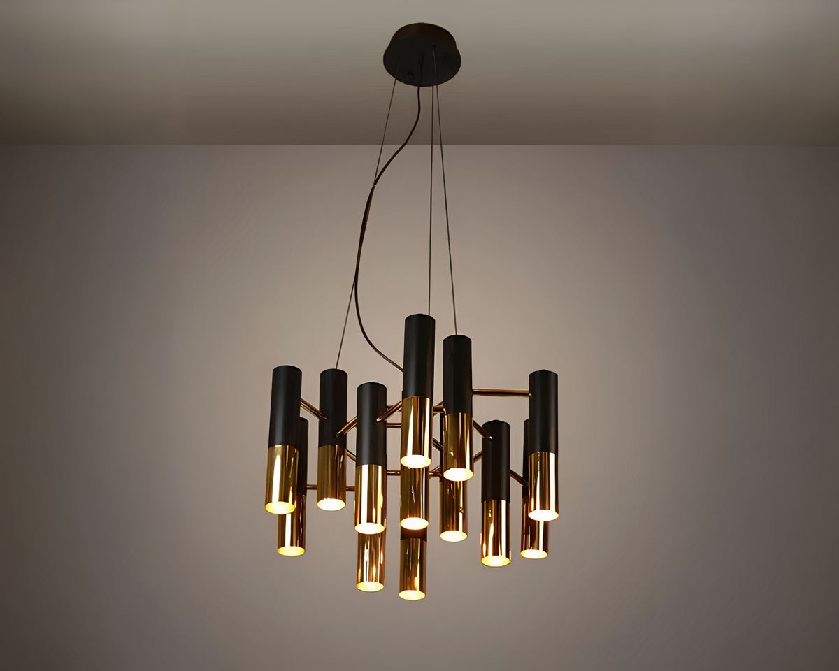 Lustre moderne à spots noir et doré, vue 2