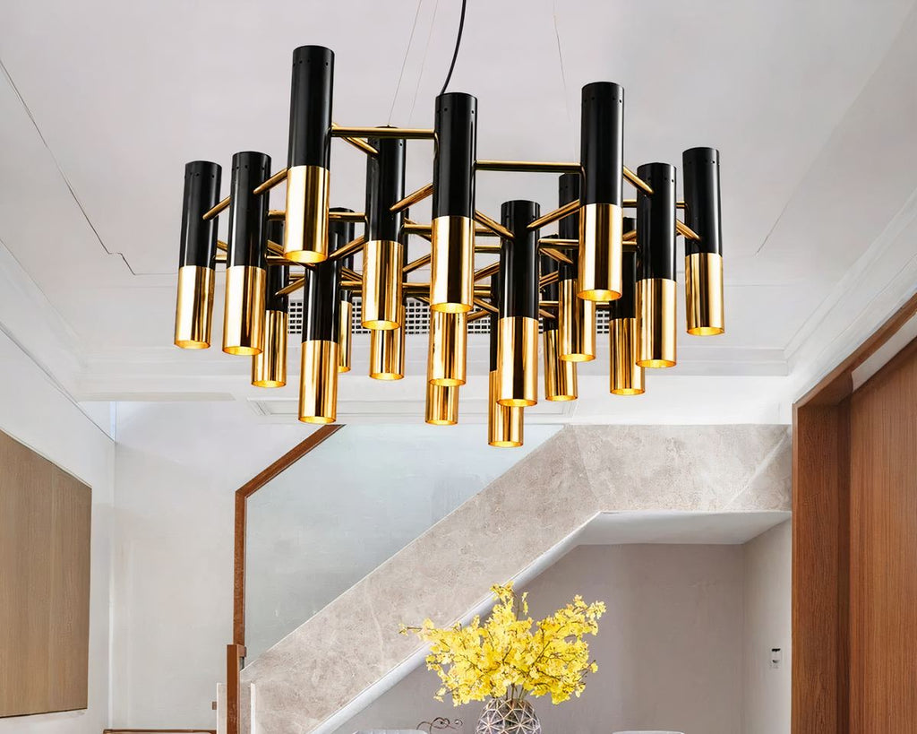 Lustre moderne à spots noir et doré, vue 4
