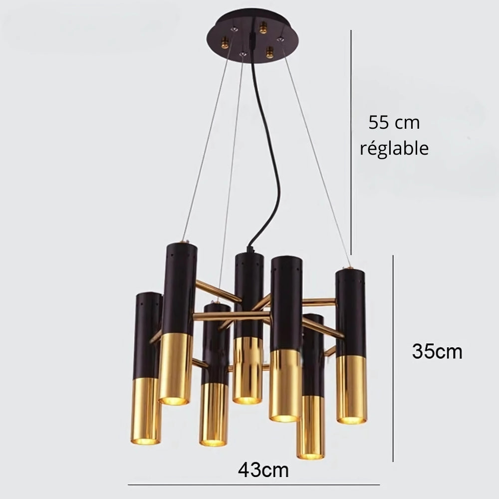 Lustre moderne à spots noir et doré, vue 6