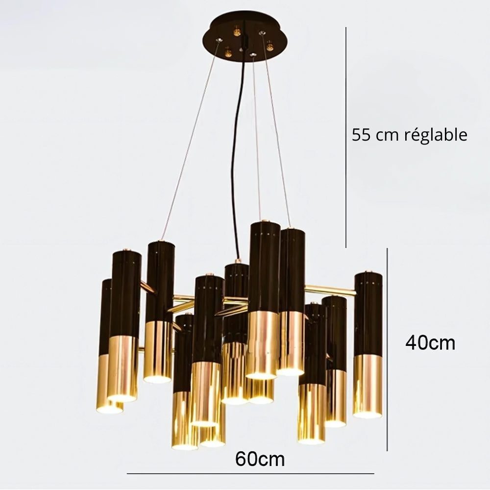 Lustre moderne à spots noir et doré, vue 7