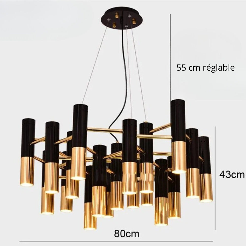 Lustre moderne à spots noir et doré, vue 8