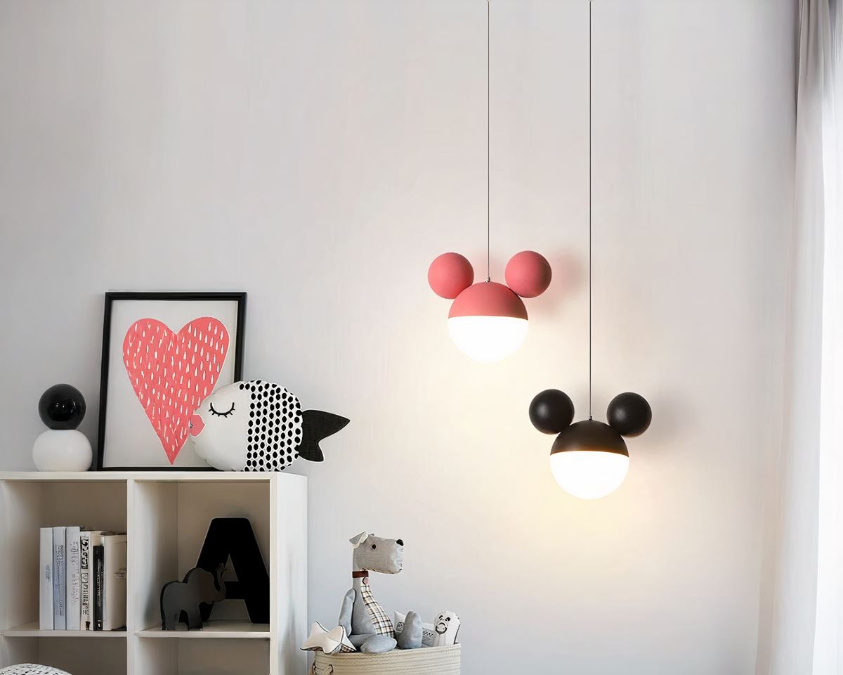 Lustre chambre enfant tête de souris aux oreilles rondes