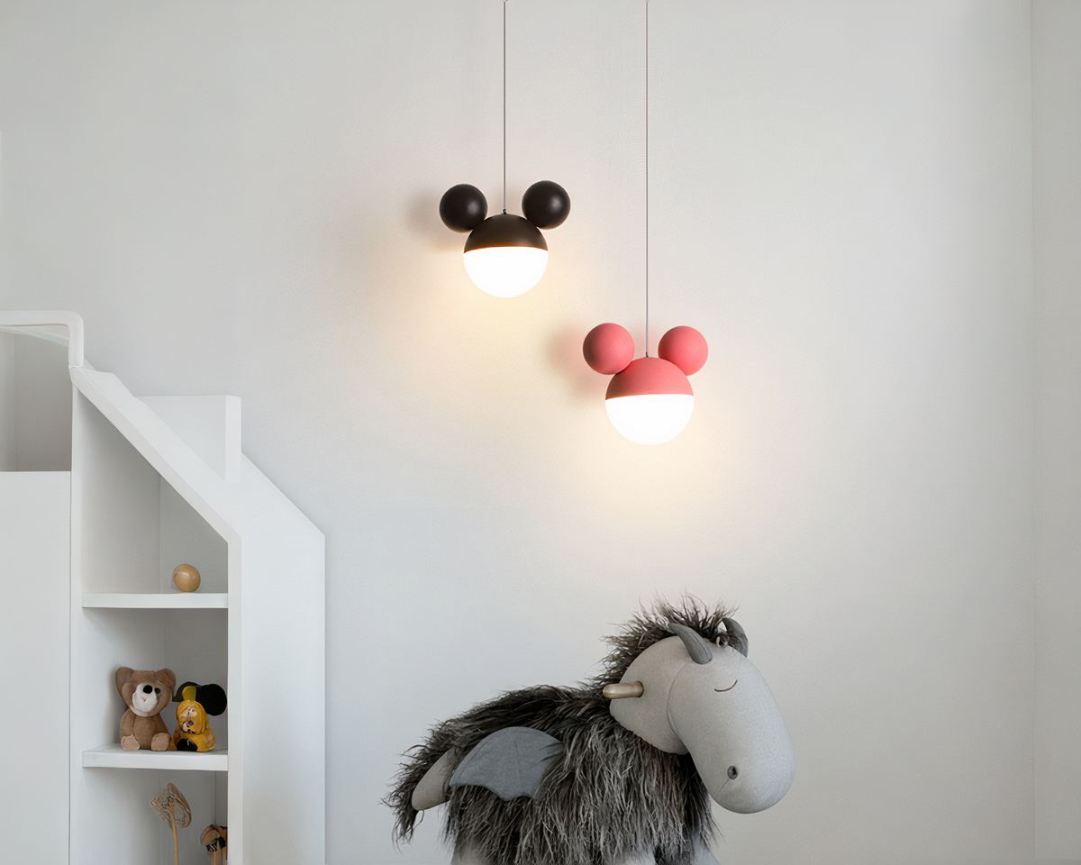 Lustre chambre enfant tête de souris aux oreilles rondes, vue 4