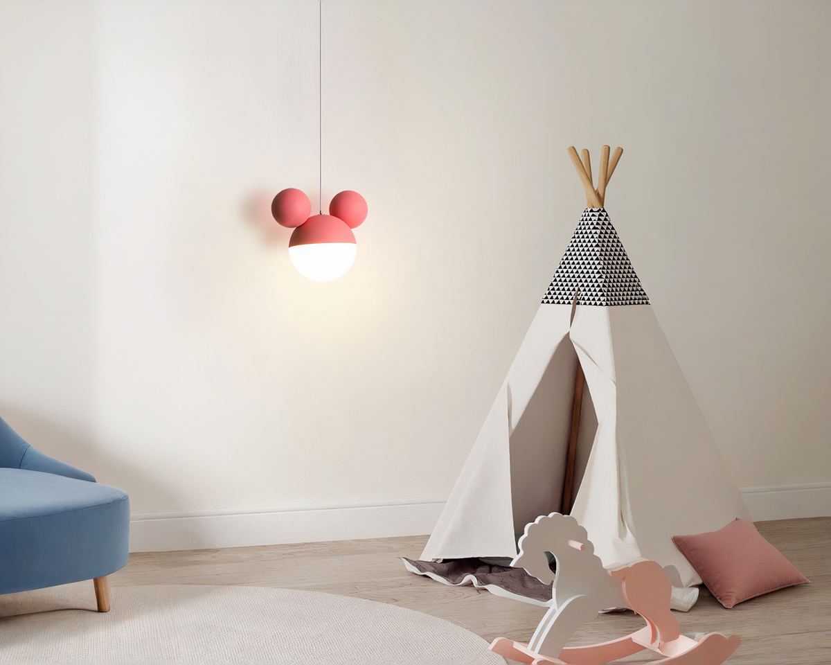 Lustre chambre enfant tête de souris aux oreilles rondes, vue 5