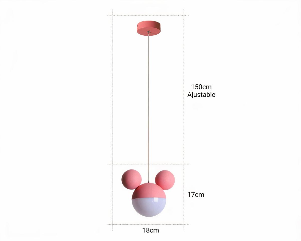 Lustre chambre enfant tête de souris aux oreilles rondes, vue 7