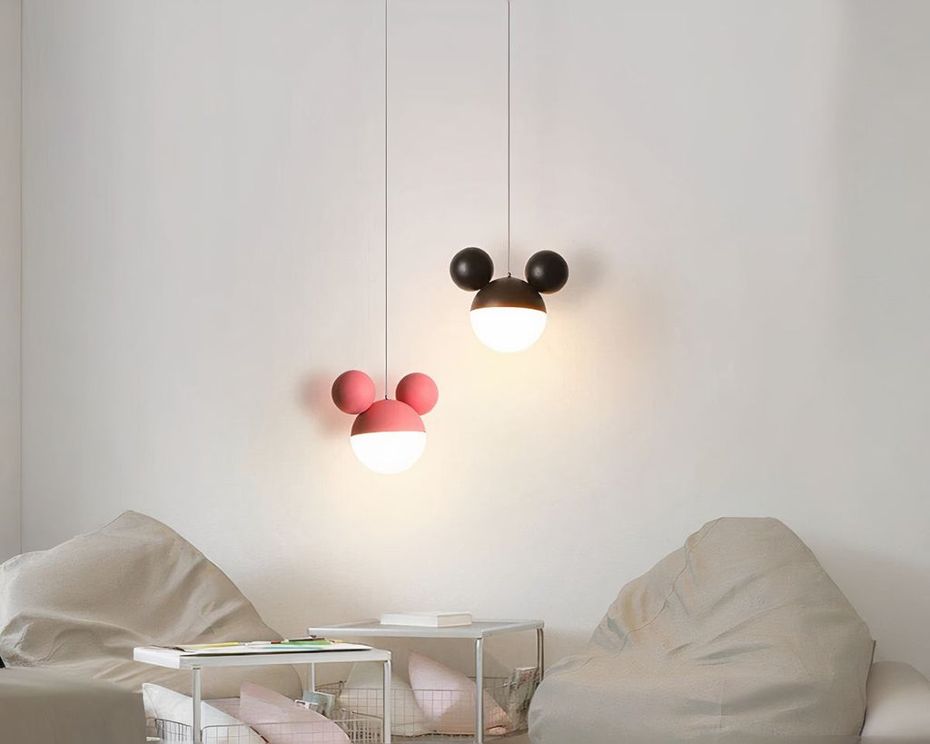 Lustre chambre enfant tête de souris aux oreilles rondes, vue 8