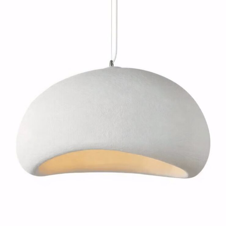 Lustre salle à manger Wabi Sabi en forme de chapeau blanc, vue 3