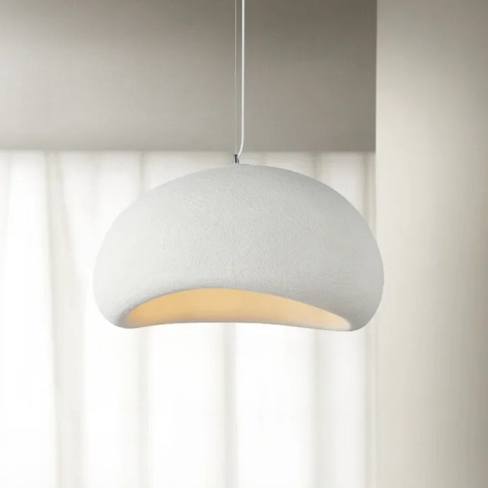 Lustre salle à manger Wabi Sabi en forme de chapeau blanc, vue 4