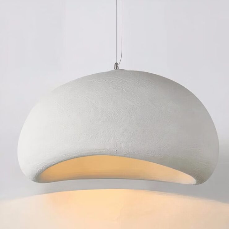 Lustre salle à manger Wabi Sabi en forme de chapeau blanc, vue 5