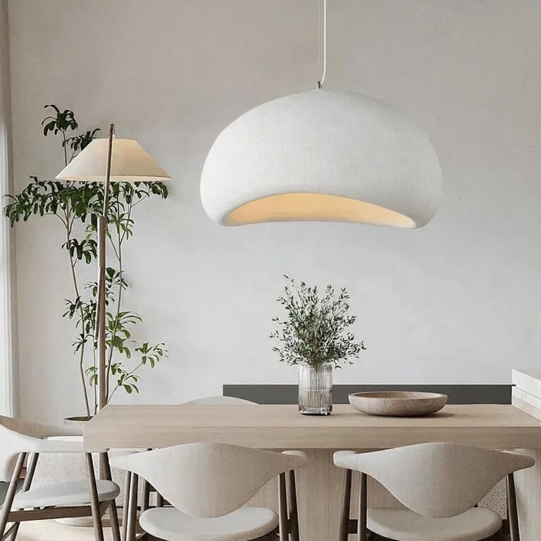 Lustre salle à manger Wabi Sabi en forme de chapeau blanc, vue 6