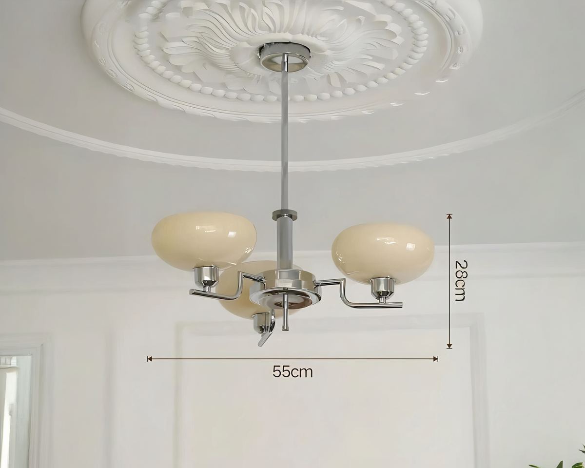 Lustre salle à manger rétro à globes en verre jauni, vue 3
