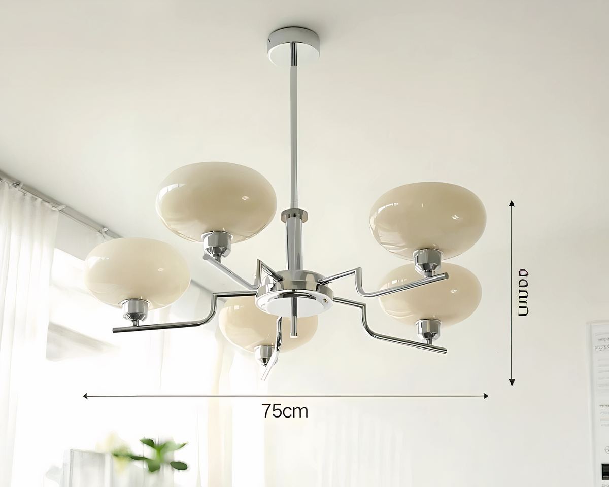Lustre salle à manger rétro à globes en verre jauni, vue 4