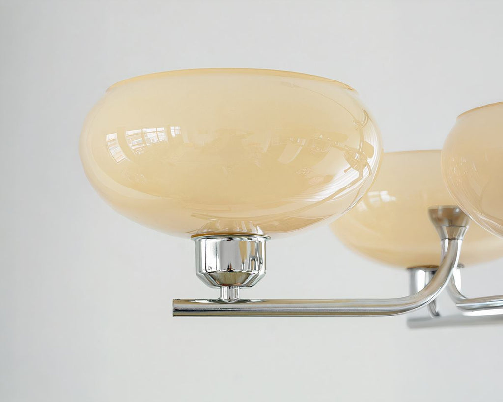 Lustre salle à manger rétro à globes en verre jauni, vue 7