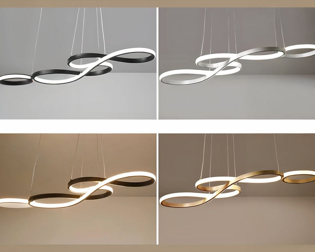 Lustre salle à manger LED en ruban ondulé, vue 3