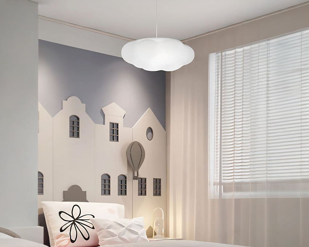 Lustre chambre ado nuage blanc lumière trois teintes