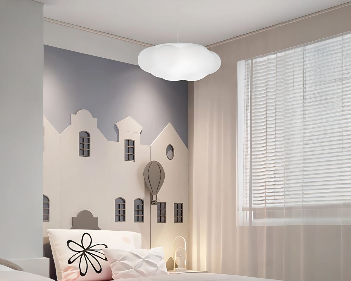 Lustre chambre ado nuage blanc lumière trois teintes