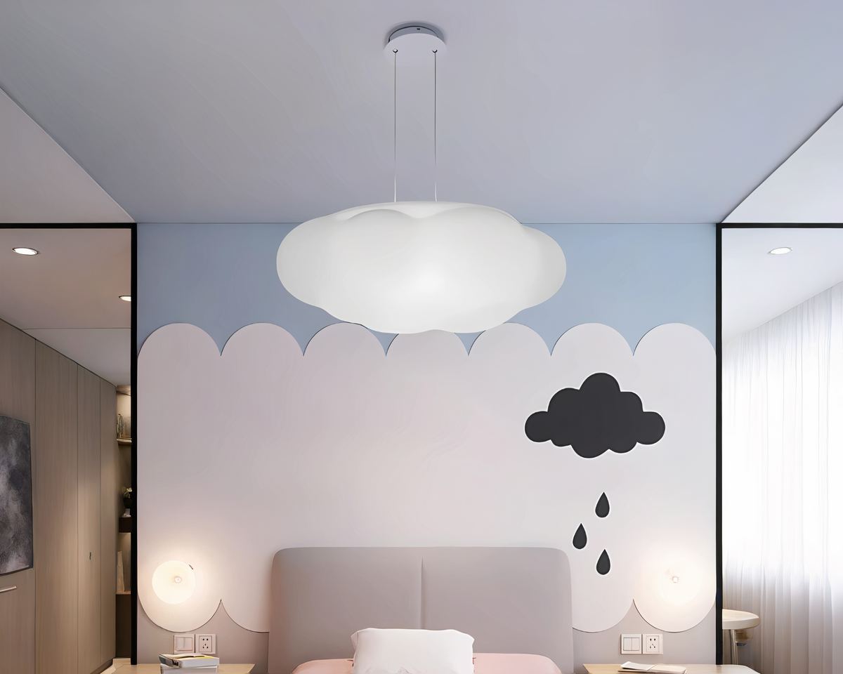 Lustre chambre ado nuage blanc lumière trois teintes, vue 3